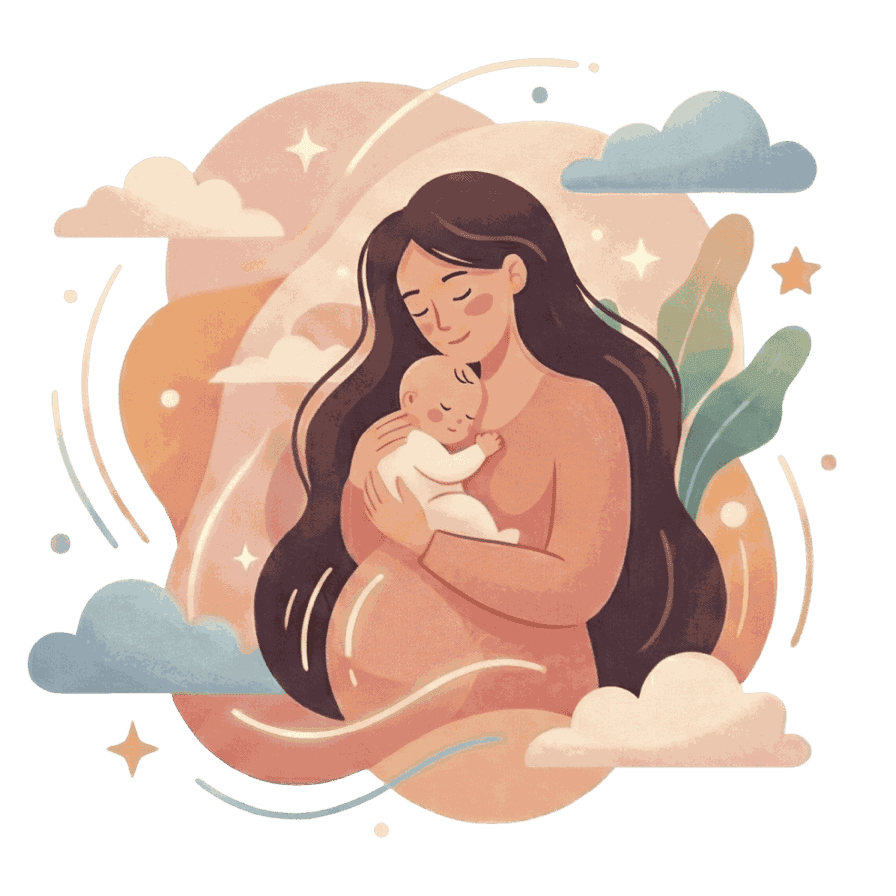 Peaceful illustration of mothers finding support